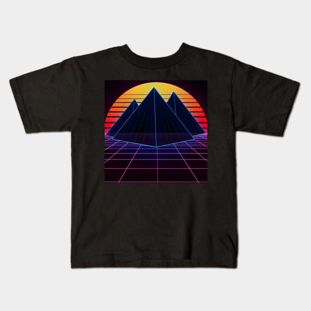 Outrun Pyramids in Neon Kids T-Shirt by Oh My Martyn